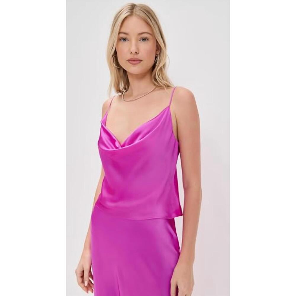 NEW L'AGENCE calista cowl neck cami top in bright purple